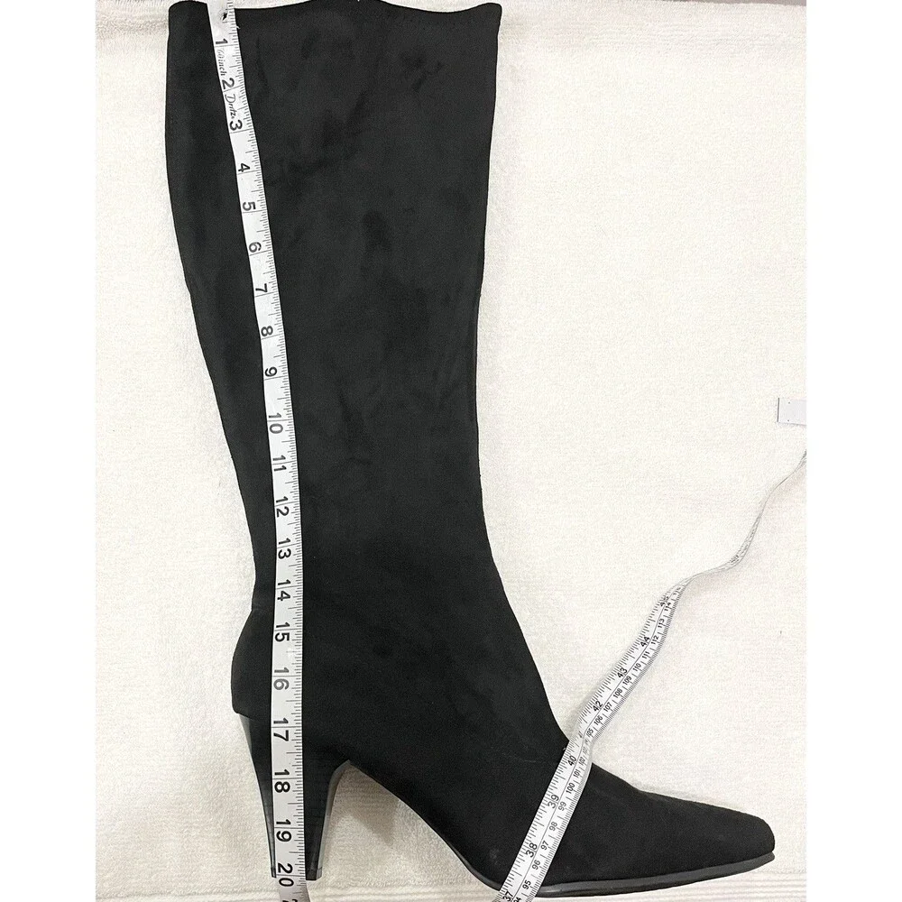 Aerosoles Risky Pizness Boots Women 11W Black Knee High Wide Square Toe Heels